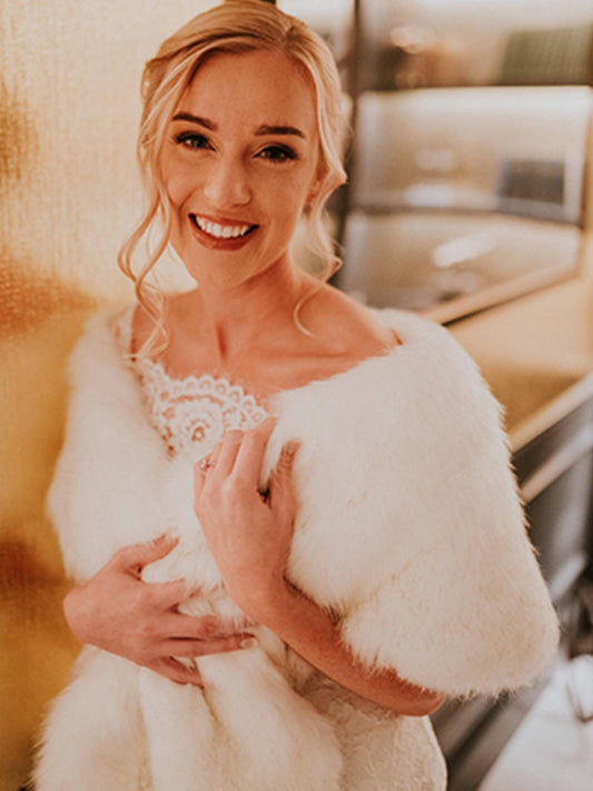 LFF Faux Fur Wrap Cape Shawl