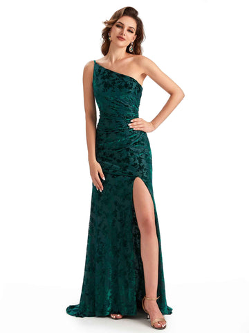 Hathway 1 Side Slit Floral Velvet Dress
