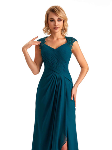 Side Slit Chiffon Dress-Champagne