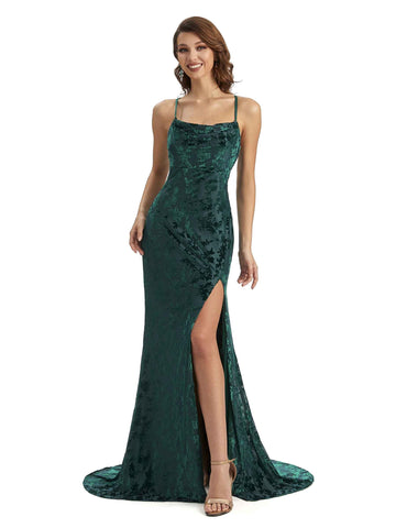 Spaghetti Straps Winter Velvet Bridesmaid Dresses - VowSatin