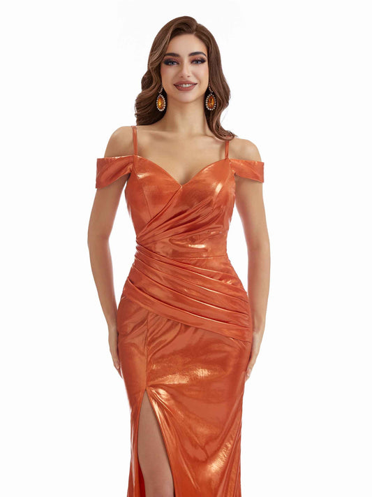 Metallic Stretch Shiny Dress-Purple