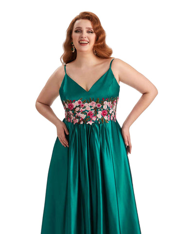 Plus Size Spaghetti Straps Satin Dress