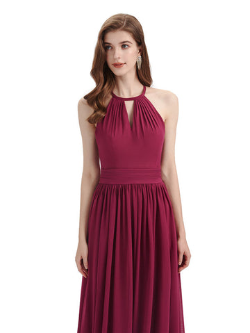 Halter Chiffon Dress-Cocktail