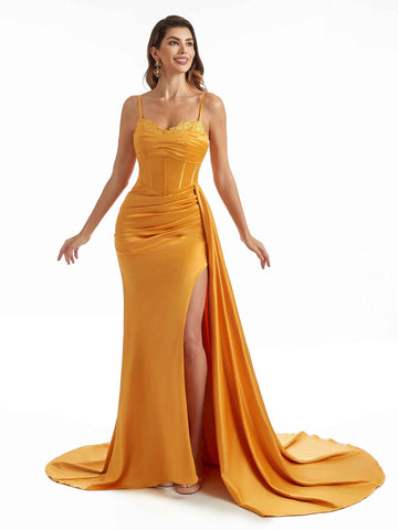 Cary Black Tie Spaghetti Straps Satin Dress