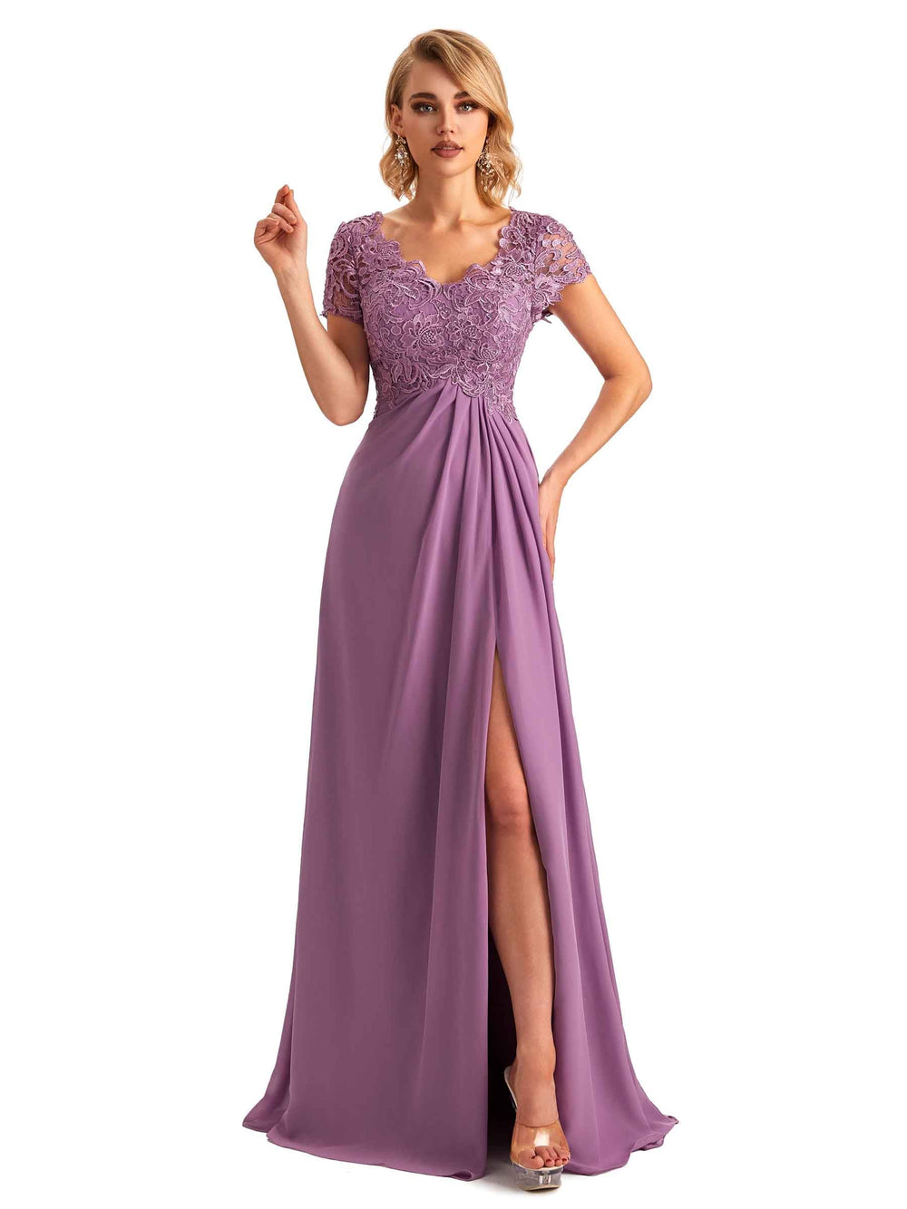 Hellems Short Sleeves Chiffon Dress