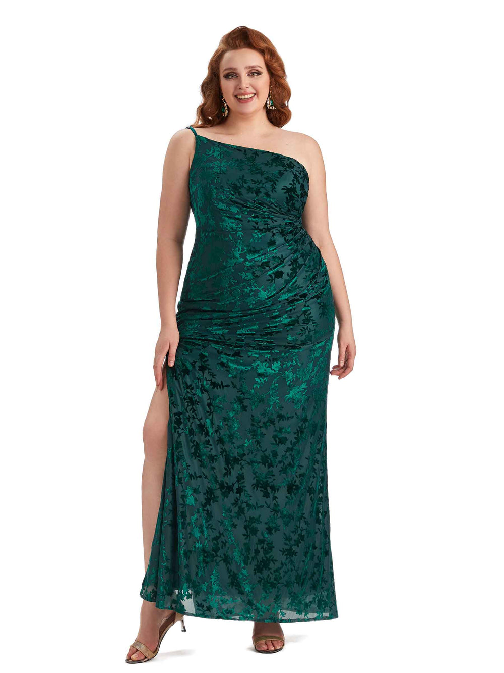 Ciri Plus Size Side Slit Velvet Dress