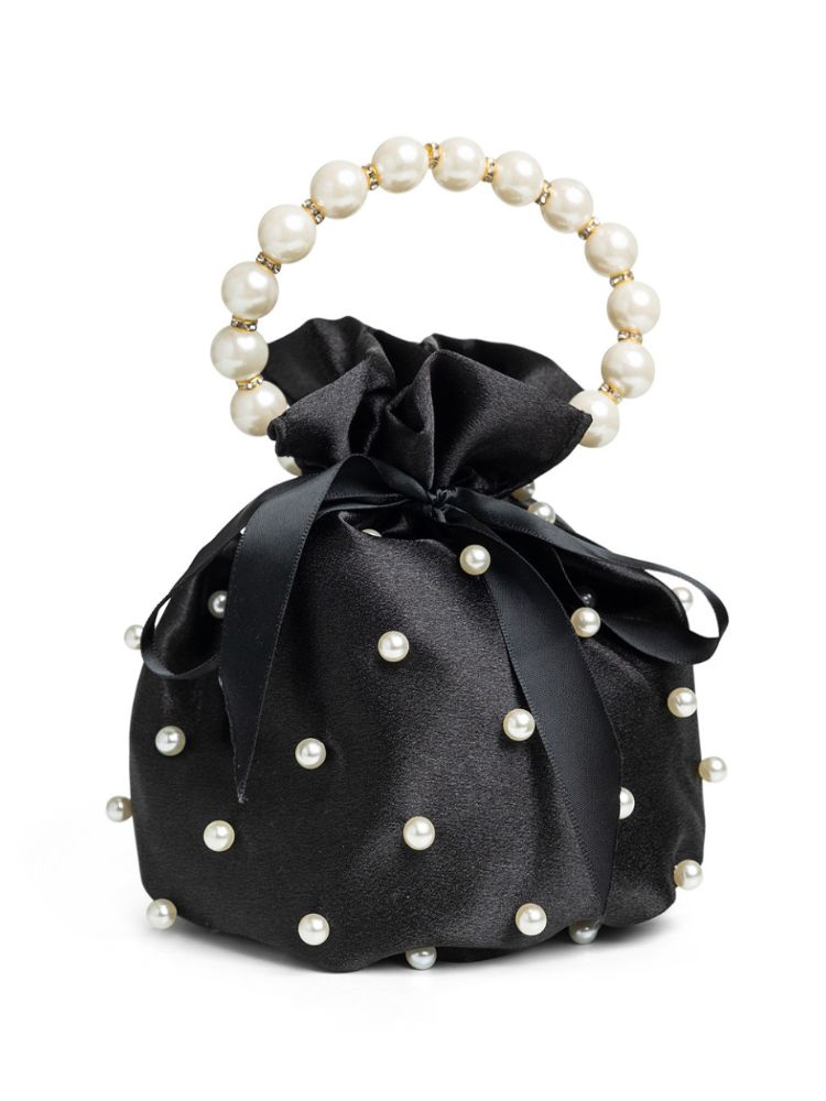 LEB Chain Pearl Shoulder Bucket Bag