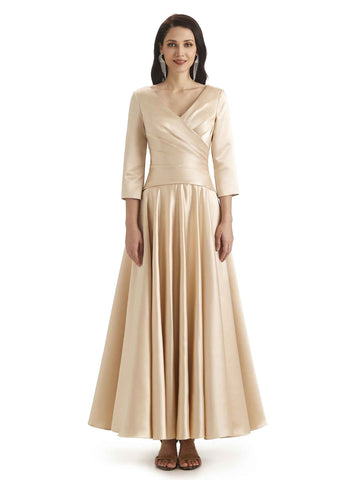 Deundre 3/4 Satin Sleeves Dress