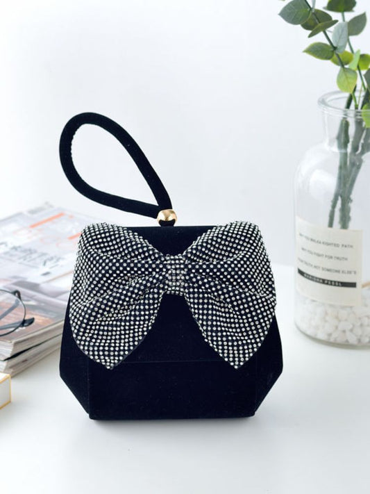 NDB Bow Velvet Flip Cover Handbag