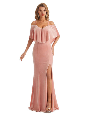 Amase Black Tie Cold Shoulder Velvet Dress