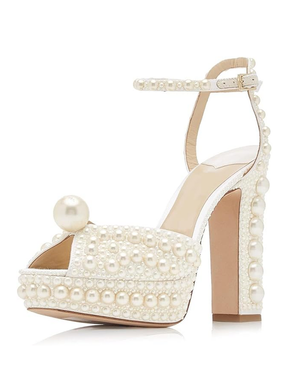 WOT Open Toe Pearl Platform Heels