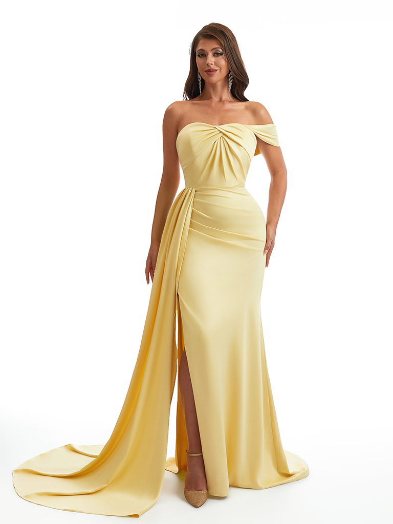 Gardiner Side Slit Satin Dress