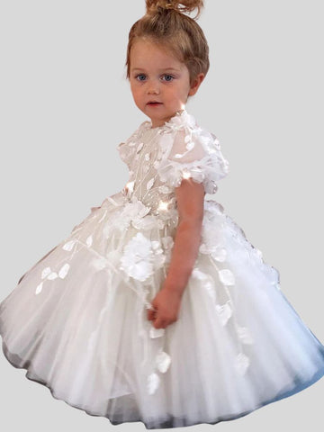 Abigail Short Sleeves Appliques Dress