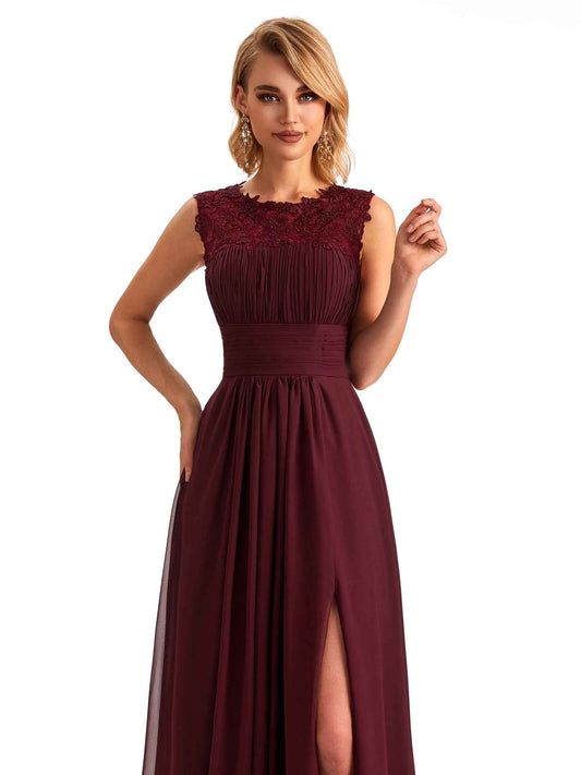 Spaghetti Straps Chiffon Dress-Cabernet