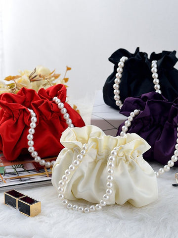 CPS Cute Pearl Satin Handbag