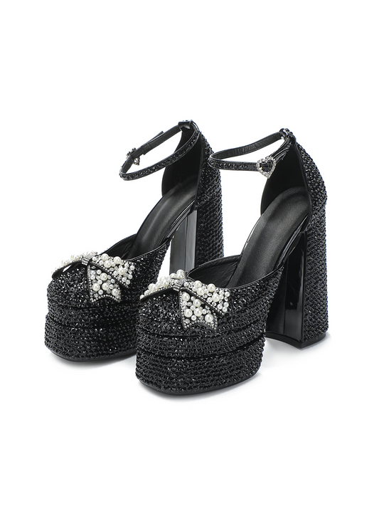Chunky Pearl Platform Heels