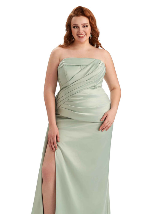 Plus Size Formal Satin Guest Dress