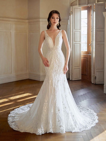 Haileah Open Back Lace Wedding Dresses