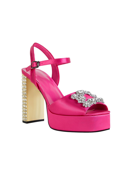 Platform Rhinestones Satin Sandals