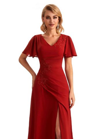 Side Slit Lace Dress-Watermelon