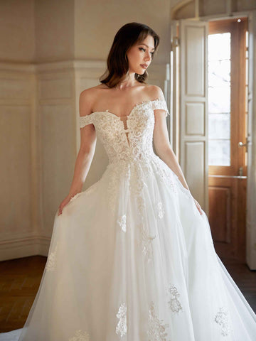 Harlow Off The Shoulder Lace Wedding Dresses