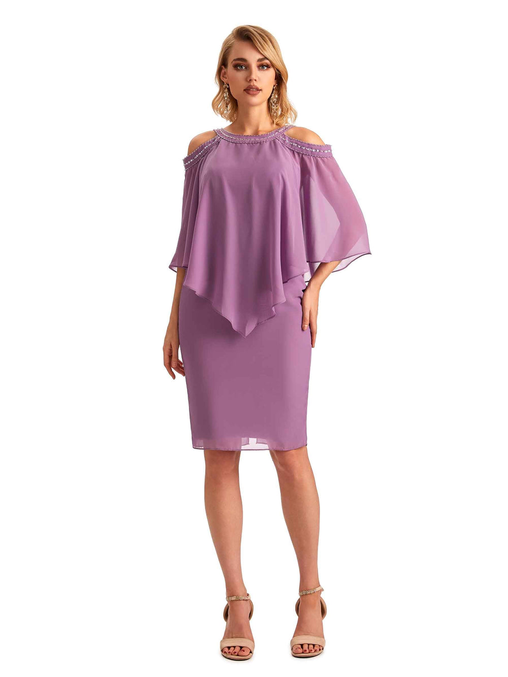 Rhea Knee Length Midi Chiffon Dress