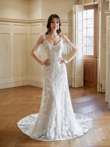 Haadiyah Cold Shoulder Lace Wedding Dresses