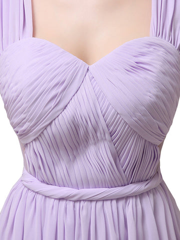 Cap Sleeves Long Chiffon Dress