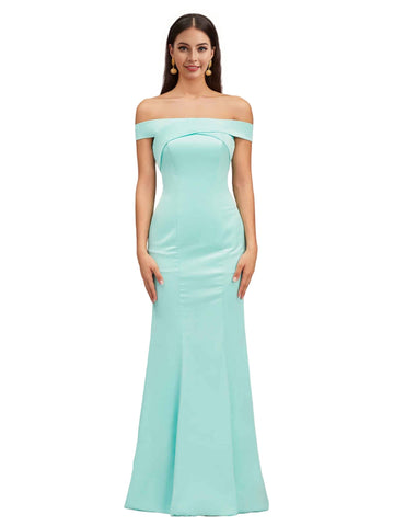 Lyrisse Off The Shoulder Floor-Length Satin Dress