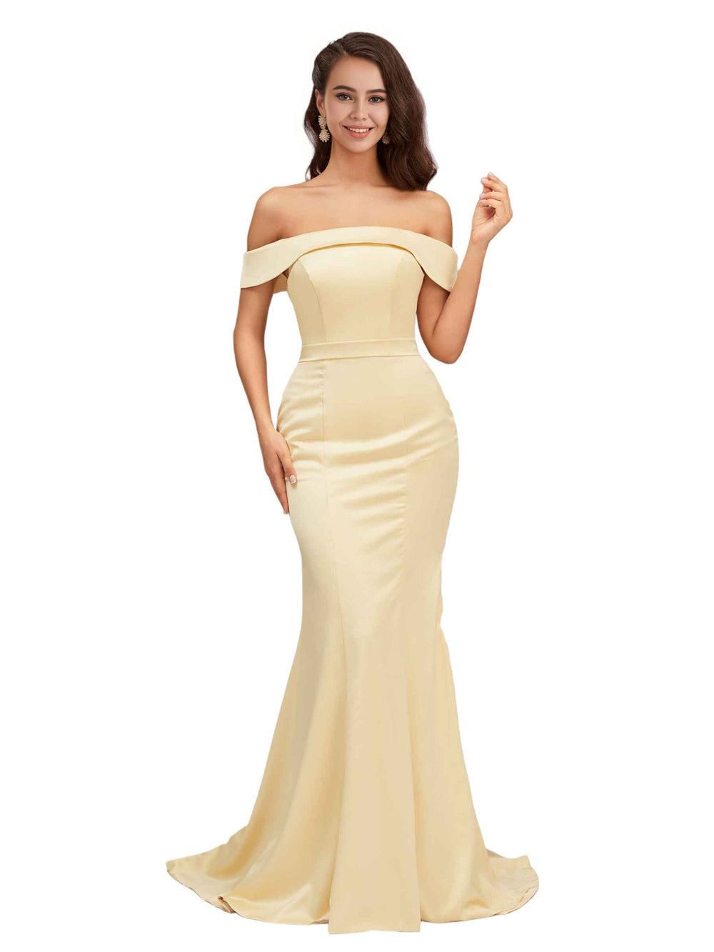 Myrabel Off The Shoulder Long Satin Dress