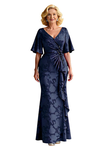 Qevry Bell Sleeves Mermaid Chiffon Dress