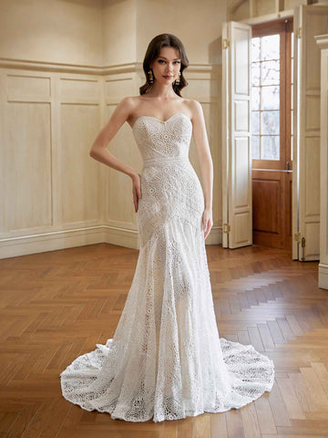 Corina Middle Slit Lace Wedding Dresses