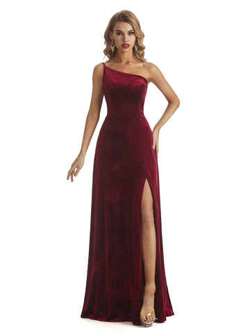 Cecilia Black Tie Side Slit Velvet Dress