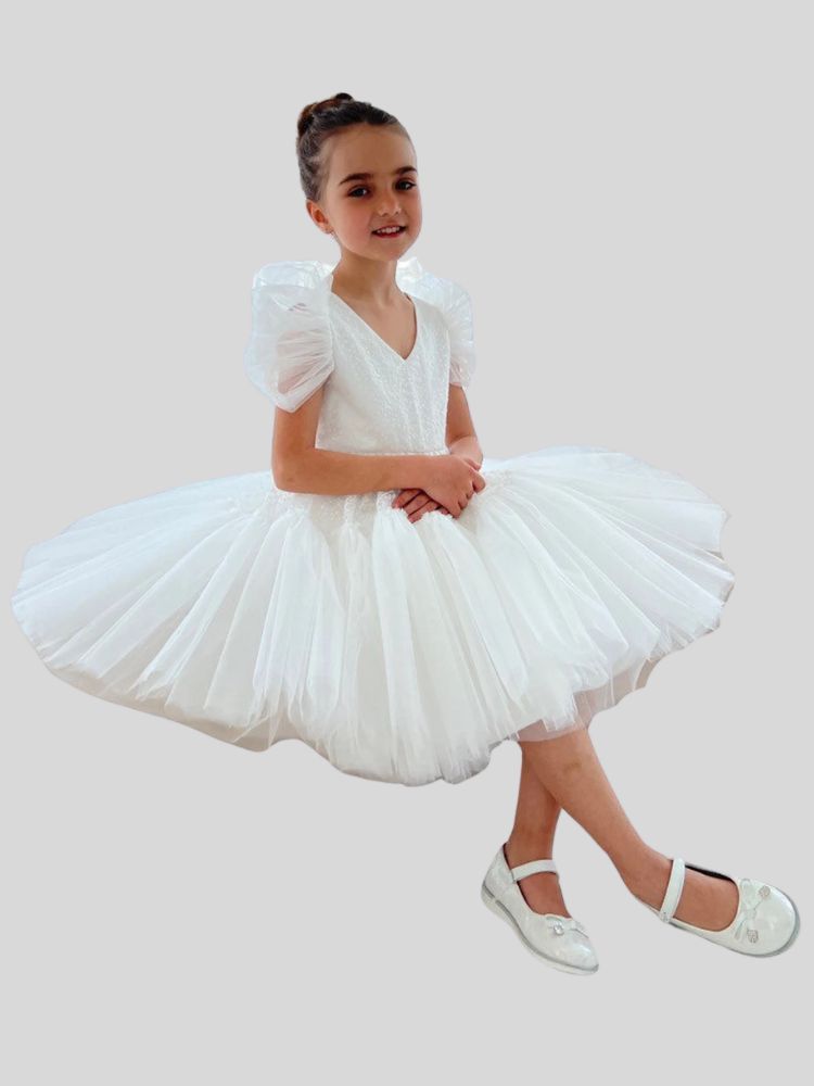 Iris Puff Sleeve Tulle Dress