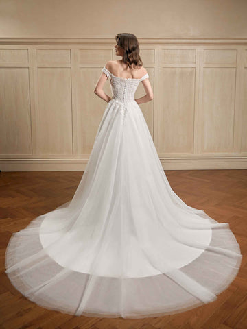 Celina Off The Shoulder Lace Wedding Dresses