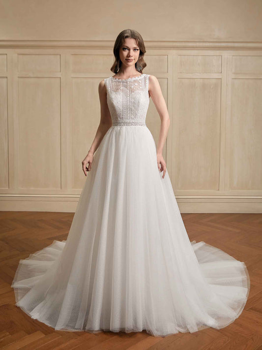 Cecelia Bateau Neckline Lace Wedding Dresses