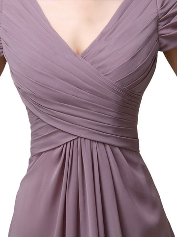 Short Sleeves A-line Chiffon Dress