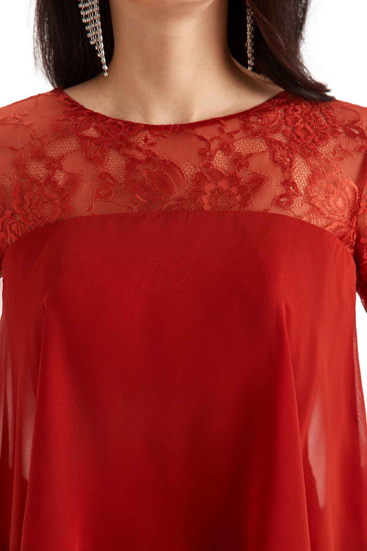 A-line Chiffon Dress-Dusty Rose