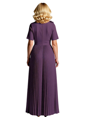 Half Sleeves Pleats Chiffon Dress