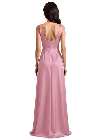 Scoop Sleeveless Side Slit Lace Dress