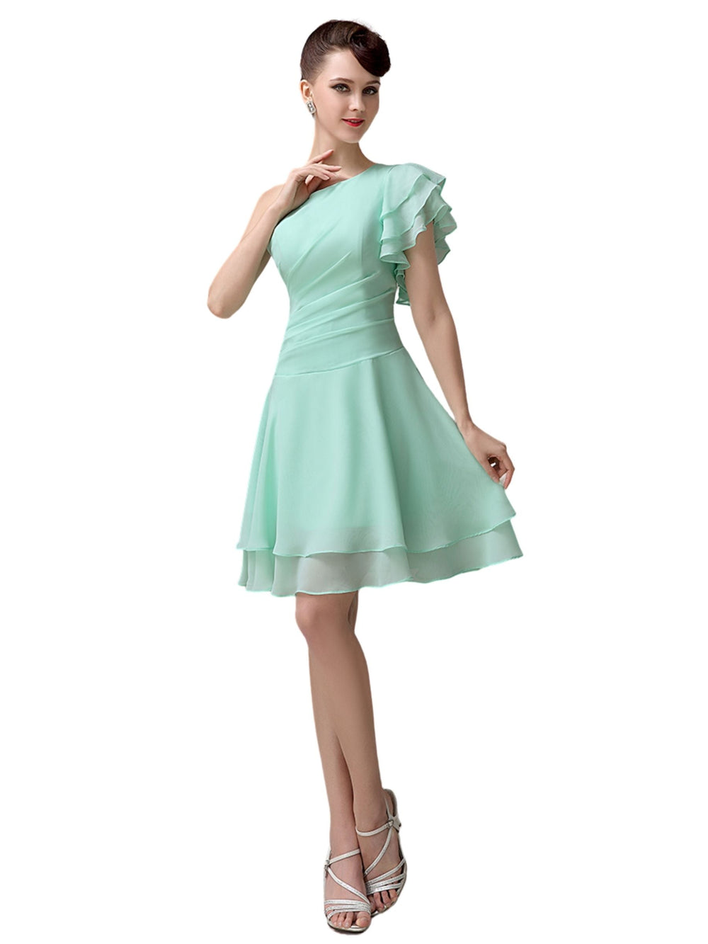 Emma Ruffle Sleeves Chiffon Dress