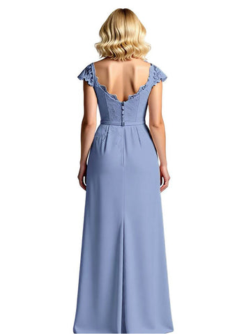 Plus Size Cap Sleeves Chiffon Dress