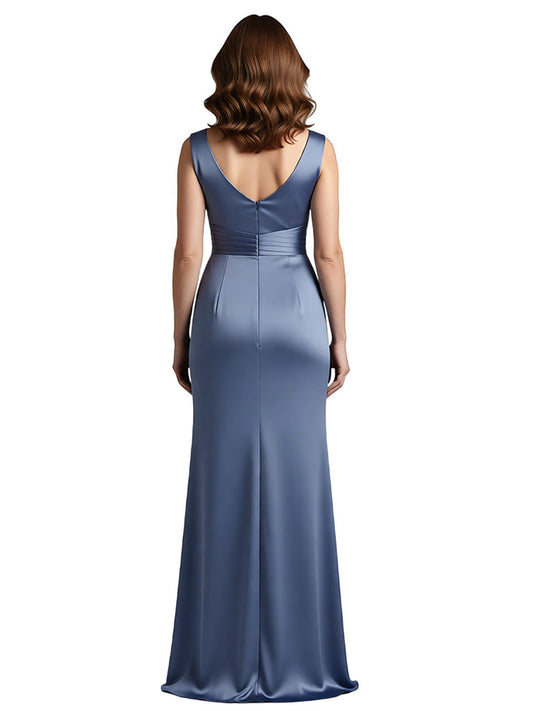 Asymmetrical Sleeveless Satin Dress