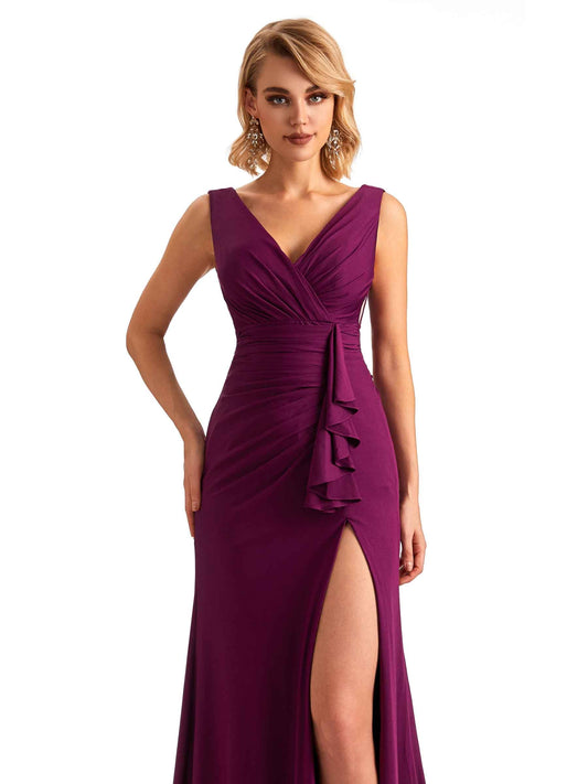 Pleats Jersey Dress-Mauve
