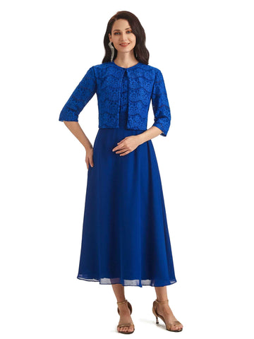 Mia Tea Length Jacket Lace Dress