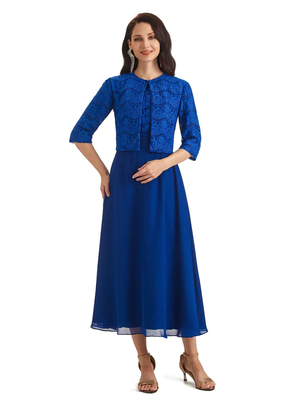 Mia Tea Length Jacket Lace Dress
