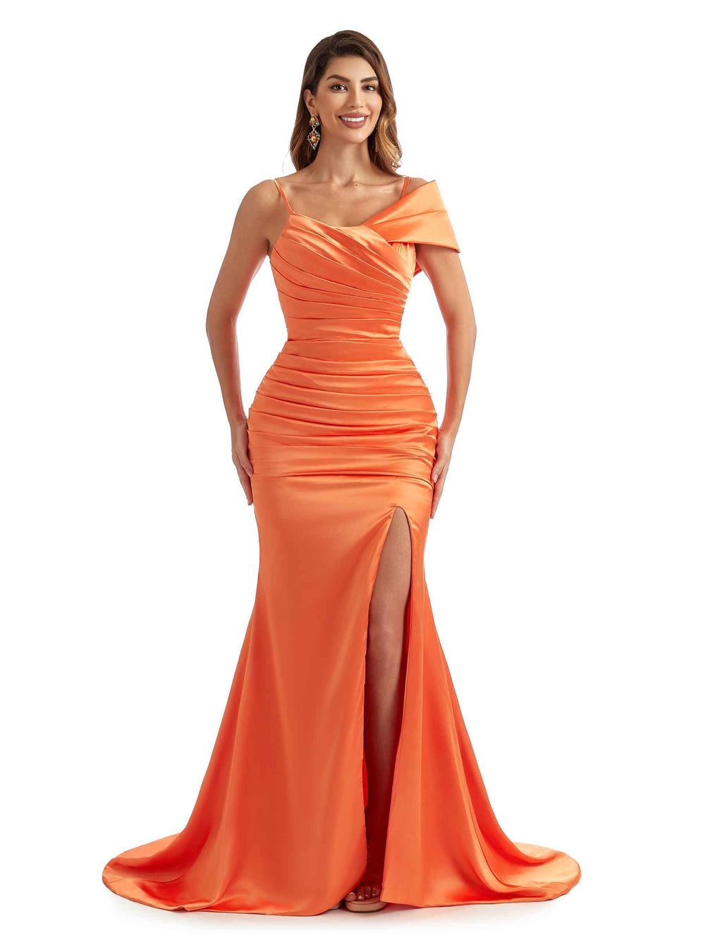 Halifax Black Tie Asymmetric Straps Satin Dress