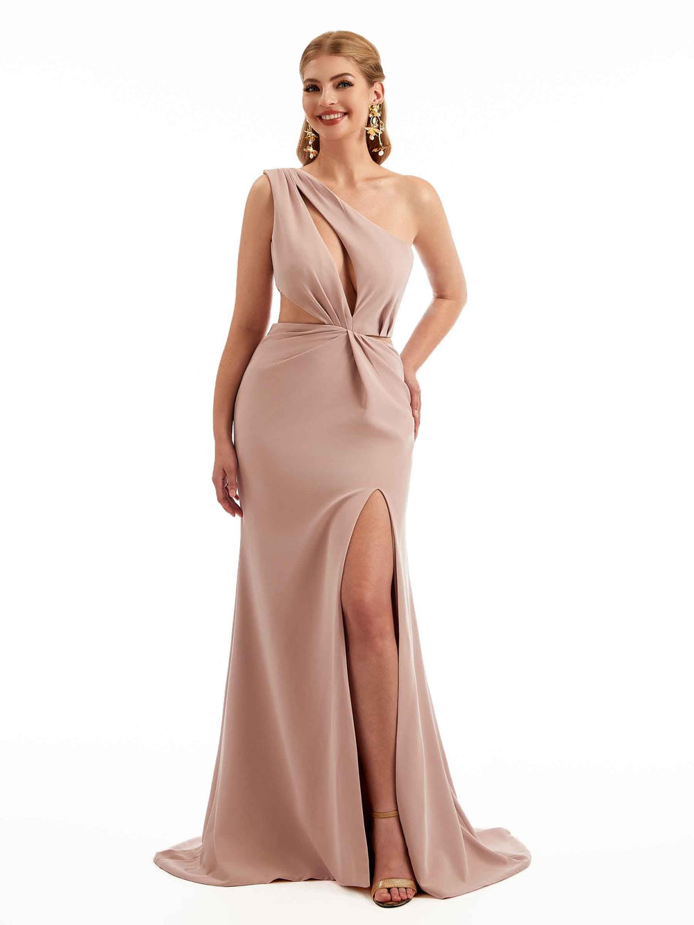Gallup One Shoulder Crepe Dress