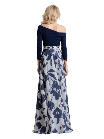 Asymmetrical Floor-Length Chiffon Dress
