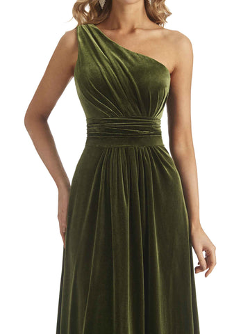 A-line Velvet Dress-Copper